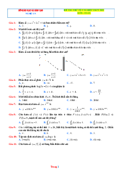 Đề thi thử tốt nghiệp THPT 2023 môn Toán Sở GD Nghệ An (giải chi tiết)
