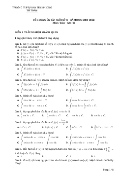 Đề cương cuối kỳ 2 Toán 12 năm 2021 – 2022 trường Phan Đình Phùng – Quảng Bình