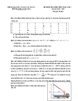 Đề kiểm tra học kì 2 Toán 7 năm 2019 – 2020 trường THCS Cửu Long – TP HCM