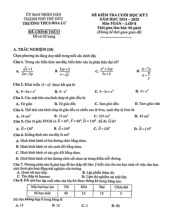 Đề cuối học kỳ 1 Toán 8 năm 2024 – 2025 trường THCS Hoa Lư – TP HCM
