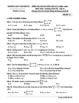 Đề giữa kì 2 Toán 10 NC năm 2020 – 2021 trường chuyên Hùng Vương – Bình Dương