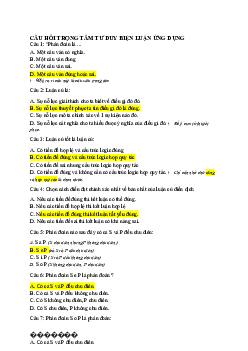 Câu hỏi trọng tâm tư duy biện luận ứng dụng (có đáp án)