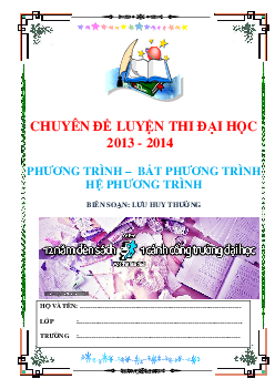 Chuyên đề phương trình đại số – Lưu Huy Thưởng