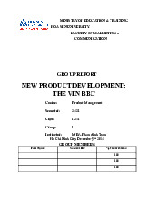 New Product Development of Vin BBC | Product Management Report