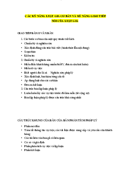 Các kỹ năng luật gia cơ bản và kỹ năng giao tiếp nói của luật gia học phần Luật hành chính