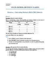 Electre & TOPSIS Exercises for Decision Making Problems | Môn Multi-Criteria Decision Making - Trường Đại học Quốc tế, Đại học Quốc gia Thành phố Hồ Chí Minh
