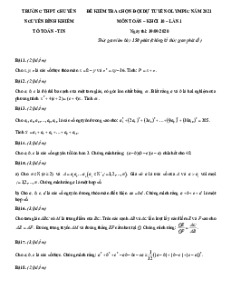 Đề chọn đội tuyển Olympic 2021 Toán 10 lần 1 trường chuyên Nguyễn Bỉnh Khiêm – Quảng Nam