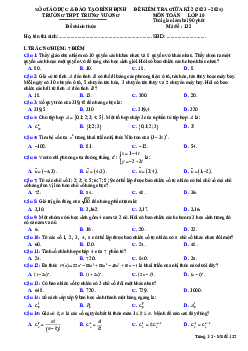 Đề thi giữa kì 2 Toán 10 năm 2023 – 2024 trường THPT Trưng Vương – Bình Định