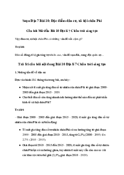 Giải Địa lí 7 Bài 10: Đặc điểm dân cư, xã hội châu Phi | Chân trời sáng tạo
