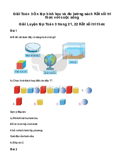 Giải Toán 3 Bài 7: Ôn tập hình học và đo lường | Kết nối tri thức