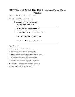 SBT Tiếng Anh 7 Cánh Diều Unit 1 Language Focus: Extra Practice
