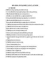 Đề cương ôn tập đa khoa | Đại học Y khoa Phạm Ngọc Thạch