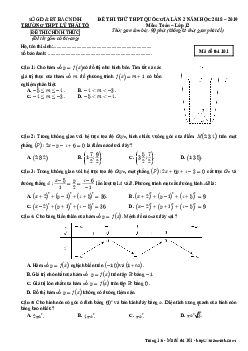 Đề thi thử Toán THPT QG 2019 lần 2 trường Lý Thái Tổ – Bắc Ninh