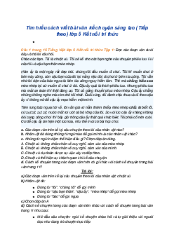 Giải SGK Tiếng Việt 5 trang 15 Bài 2: Tìm hiểu cách viết bài văn kể chuyện sáng tạo (Tiếp theo) - Kết nối tri thức (Tập 1)