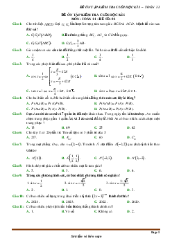 Top 12 đề ôn tập kiểm tra cuối học kì 1 môn Toán 11 (100% trắc nghiệm)