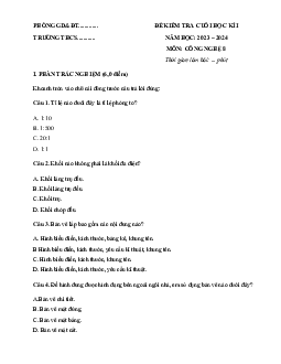 Đề thi học kì 1 môn Công nghệ 8 năm 2023 - 2024 sách Chân trời sáng tạo - Đề 1