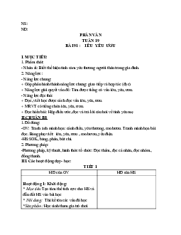 Giáo án Tiếng Việt 1 - Tuần 18 | sách Vì sự bình đẳng và dân chủ trong giáo dục