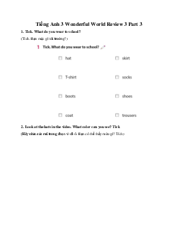Giải BT Tiếng Anh 3 Wonderful World Review 3 Part 3