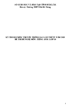 Đề thi Olympic 10 tháng 3 lần thứ 3 môn Tiếng Anh năm 2019 môn Tiếng Anh 10 THPT Hai Bà Trưng