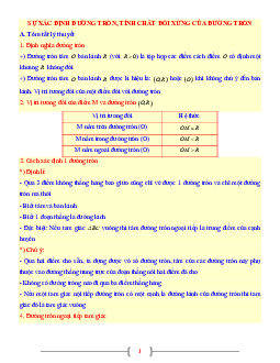 Tài liệu Toán 9 chủ đề sự xác định đường tròn, tính chất đối xứng của đường tròn