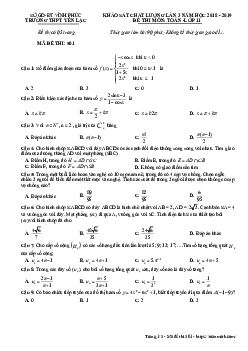 Đề khảo sát Toán 11 lần 3 năm 2018 – 2019 trường THPT Yên Lạc – Vĩnh Phúc