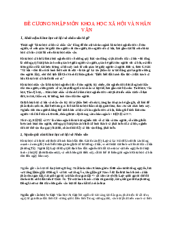 Đề cương nhập môn khoa học xã hội và nhân văn | Trường Đại Học Thủ Đô Hà Nội