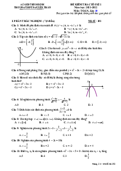 Đề kiểm tra cuối kì 1 Toán 10 năm 2021 – 2022 trường THPT Nguyễn Trân – Bình Định