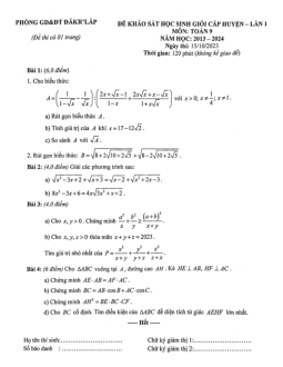 Đề học sinh giỏi Toán 9 lần 1 năm 2023 – 2024 phòng GD&ĐT Đắk R’Lấp – Đắk Nông