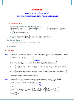 Tính giá trị của hàm số khi cho trước các tích phân liên quan Toán 12
