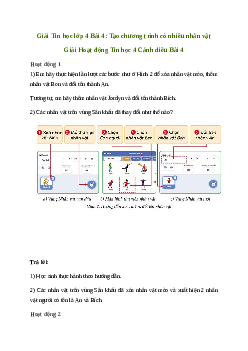Giải Tin học lớp 4 Bài 4: Tạo chương trình có nhiều nhân vật | Cánh diều