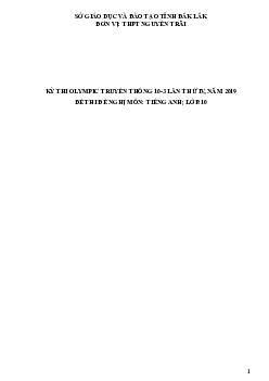 Đề thi Olympic 10 tháng 3 lần thứ 3 môn Tiếng Anh năm 2019 môn Tiếng Anh 10 THPT Nguyễn Trãi