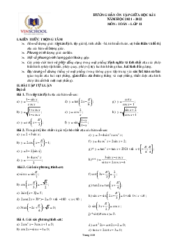 Hướng dẫn ôn tập giữa kì 1 Toán 11 năm 2021 – 2022 trường Vinschool – Hà Nội