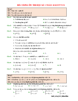 Đề cương ôn thi học kì 1 Toán 10 Kết Nối Tri Thức Với Cuộc Sống