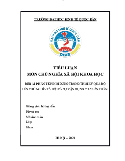 Tiểu luận Phân tích nội dung trong thời kỳ quá độ lên Chủ nghĩa xã hội và sự vận dụng bản thân
