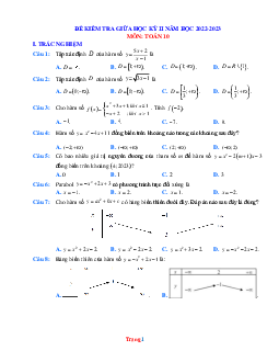 Bộ đề thi giữa học kì 2 Toán 10(Có lời giải)