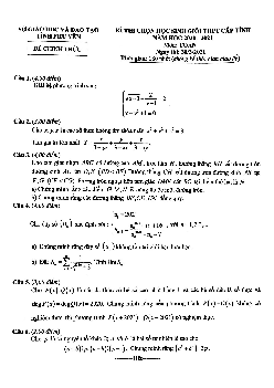Đề thi học sinh giỏi Toán THPT cấp tỉnh năm 2020 – 2021 sở GD&ĐT Phú Yên