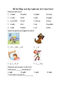 Đề thi giữa học kì 1 môn Tiếng Anh 3 năm 2023 - 2024 | i-Learn Smart Start