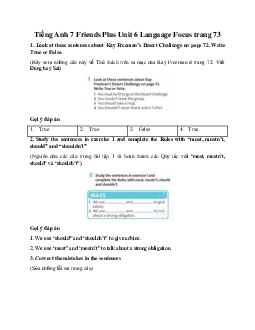 Tiếng Anh 7 Friends Plus Unit 6 Language Focus trang 73