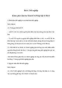 Giải Kinh tế và pháp luật 11 Bài 4: Thất nghiệp | Kết nối tri thức