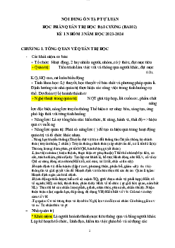 Tài liệu nội dung ôn tập môn Quản trị học đại cương | Đại học Thăng Long