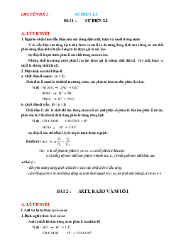 Lý thuyết và trắc nghiệm chương Sự điện li Hóa 11 (có lời giải và đáp án)