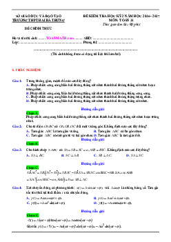 Đề thi HK2 Toán 11 năm học 2016 – 2017 trường THPT Hai Bà Trưng – TT. Huế