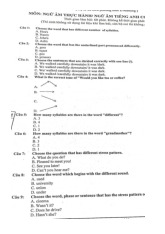 Đề ôn thi tham khảo môn Ngữ âm - Ngôn ngữ Anh | Đại học Mở Hà Nội
