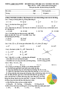 Đề cuối kì 1 Toán 7 CTST năm 2023 – 2024 phòng GD&ĐT Tuy Phước – Bình Định