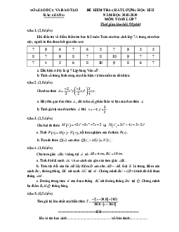 Đề thi học kì 2 Toán 7 năm học 2018 – 2019 sở GD&ĐT Bắc Giang