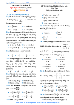 Đề thi HK2 Toán 12 năm học 2016 – 2017 trường THPT Nguyễn Huệ – TT. Huế