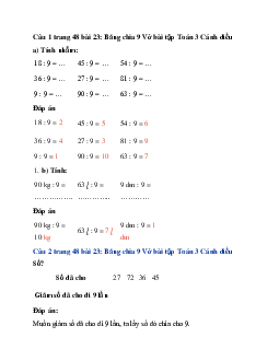 Giải VBT Toán lớp 3 Bài 23: Bảng chia 9 trang 48, 49 | Cánh diều