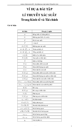 Các ví dụ & bài tập về lý thuyết xác suất | Đại học Kinh tế Quốc dân