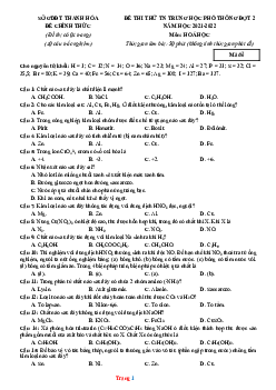 Đề thi thử TN THPT môn Hóa 2022 Sở GD Thanh Hóa - Lần 2 (có lời giải chi tiết và đáp án)
