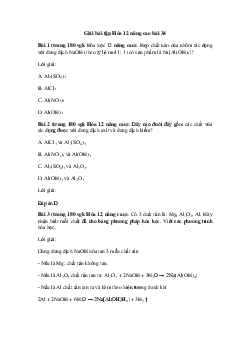 Hóa học 12 - Một số hợp chất quan trọng của nhôm